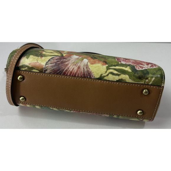 NWT Patricia Nash Kelmscott Frame Bag Leather Satchel Crossbody Seashells Floral - Picture 10 of 13